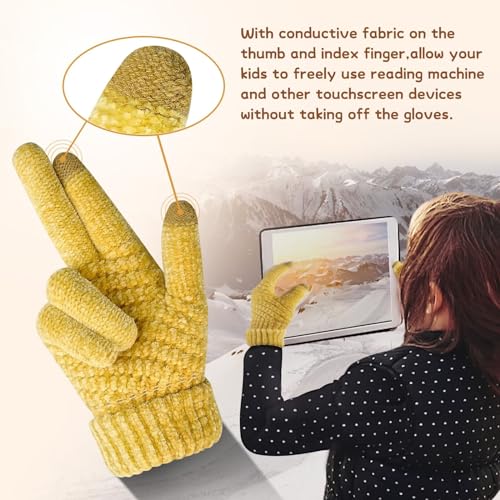 Guantes de chenilla para ni&ntilde;os HAITHO un regalo &uacute;til de invierno con tres pares t&eacute;rmicos 4