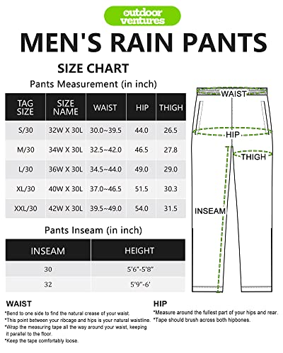 Outdoor Ventures Men's Rain Pants Waterproof Rain Overall Pants Windproof Packable Rain Outdoor Pants Grey #TOP6