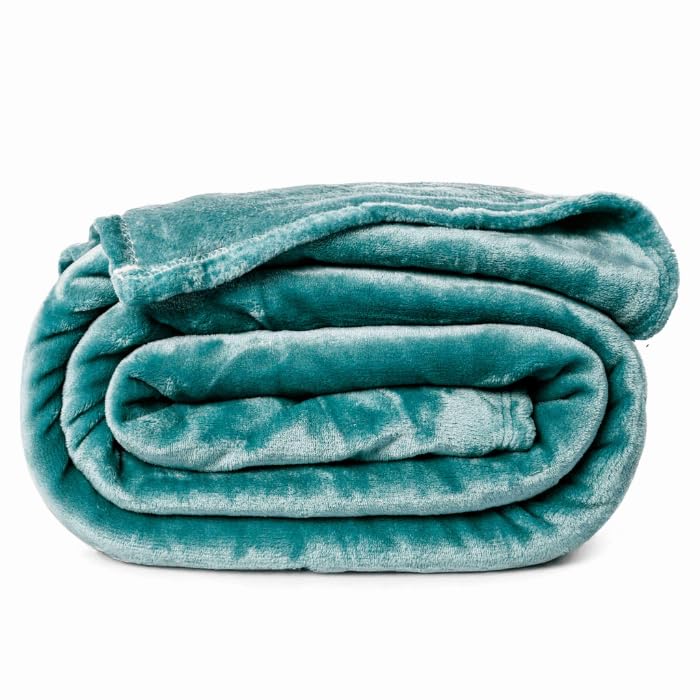 Image of ABRAZO AC Blanket | 300 GSM Lightweight Super Soft Cozy for Bed, Sofa, Couch, Travel & AC Room | Double Bed 220x240 cm | Solid Color | Breathable All-Season Comfort (Clouded Blue)