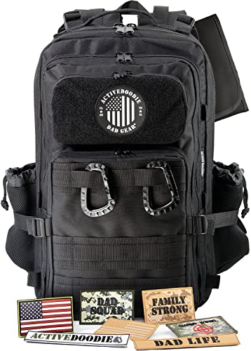 ActiveDoodie Dad Diaper Bag Combo with 8 Morale Patches, Camo Changing Pad, Insulated Bottle Holders, Diaper Bag for Dad