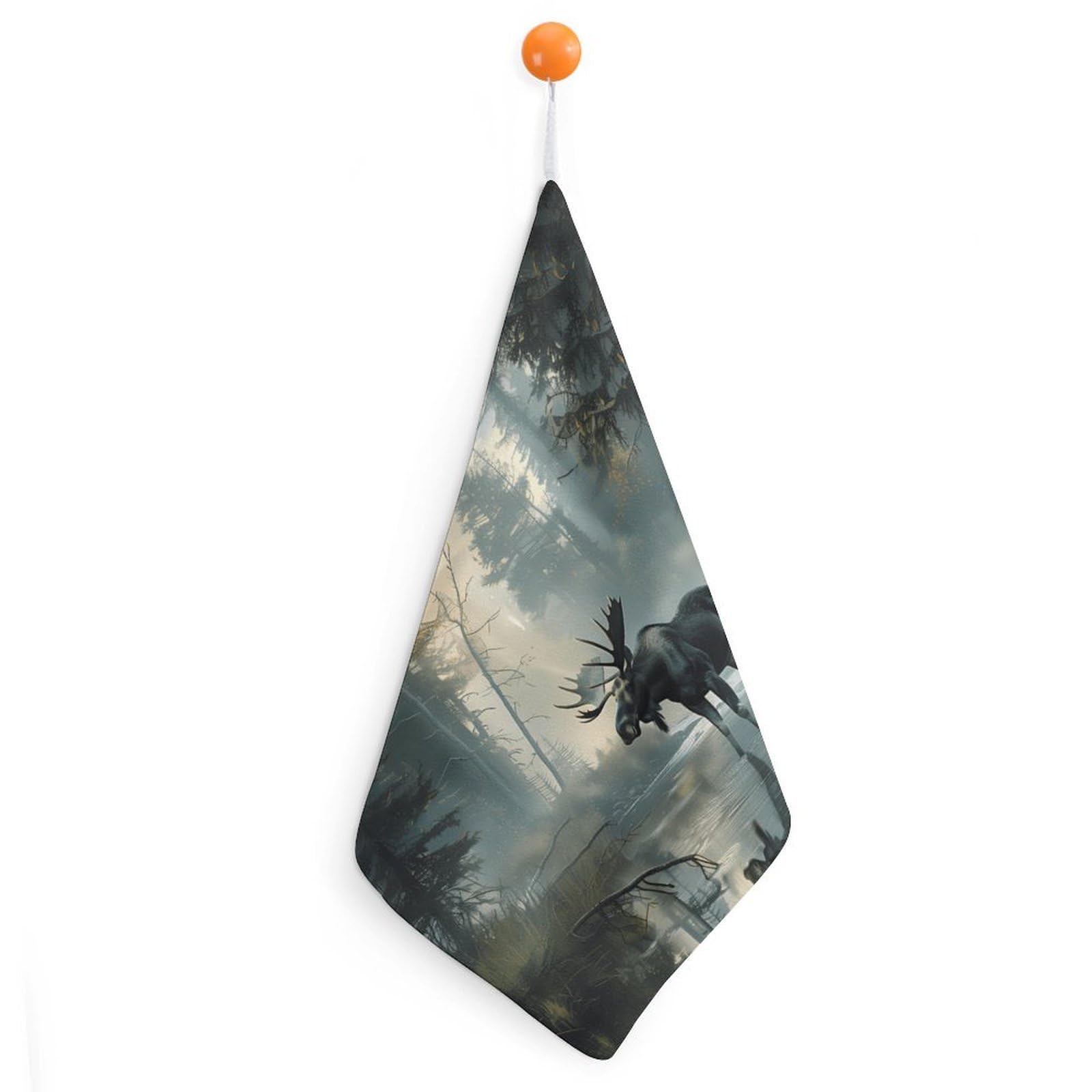 TXFBTRFSA Moose Western Animal Hand Towels with Hanging Loop Kitchen Towel Handkerchiefs Cleaning Cloths
