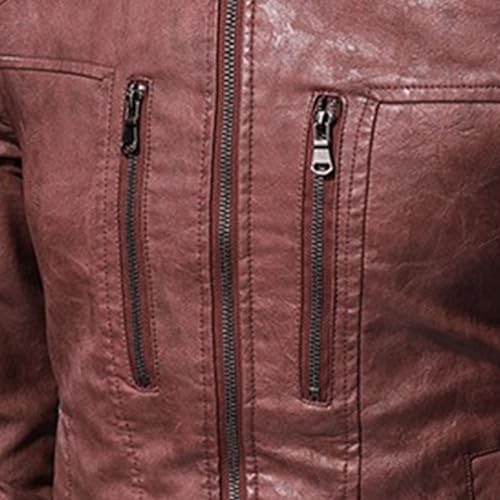 Chaqueta de cuero sintético para hombre estilo bomber miniatura 4