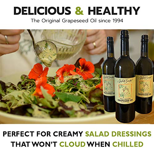 Image of Salute Sante! Cold Pressed Grapeseed Oil - 750ml, 3 Pack - Healthy Non-GMO Cooking Oil for High Heat, Frying, Baking, Dressings & Marinades - Vegan, Kosher, Heart-Healthy, Gourmet Culinary Essential