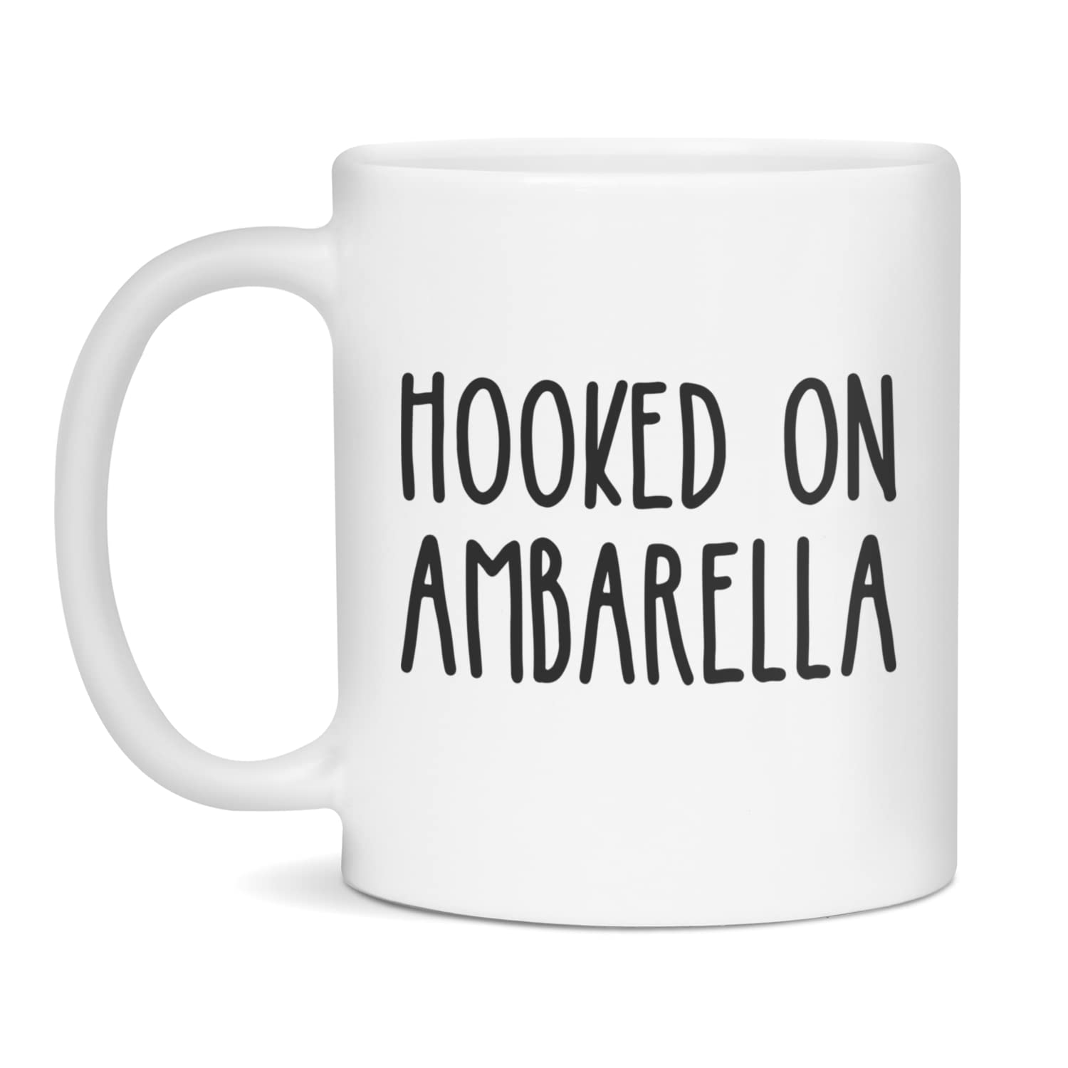 Hooked on Ambarella Ceramic Coffee Mug, 11-Ounce White
