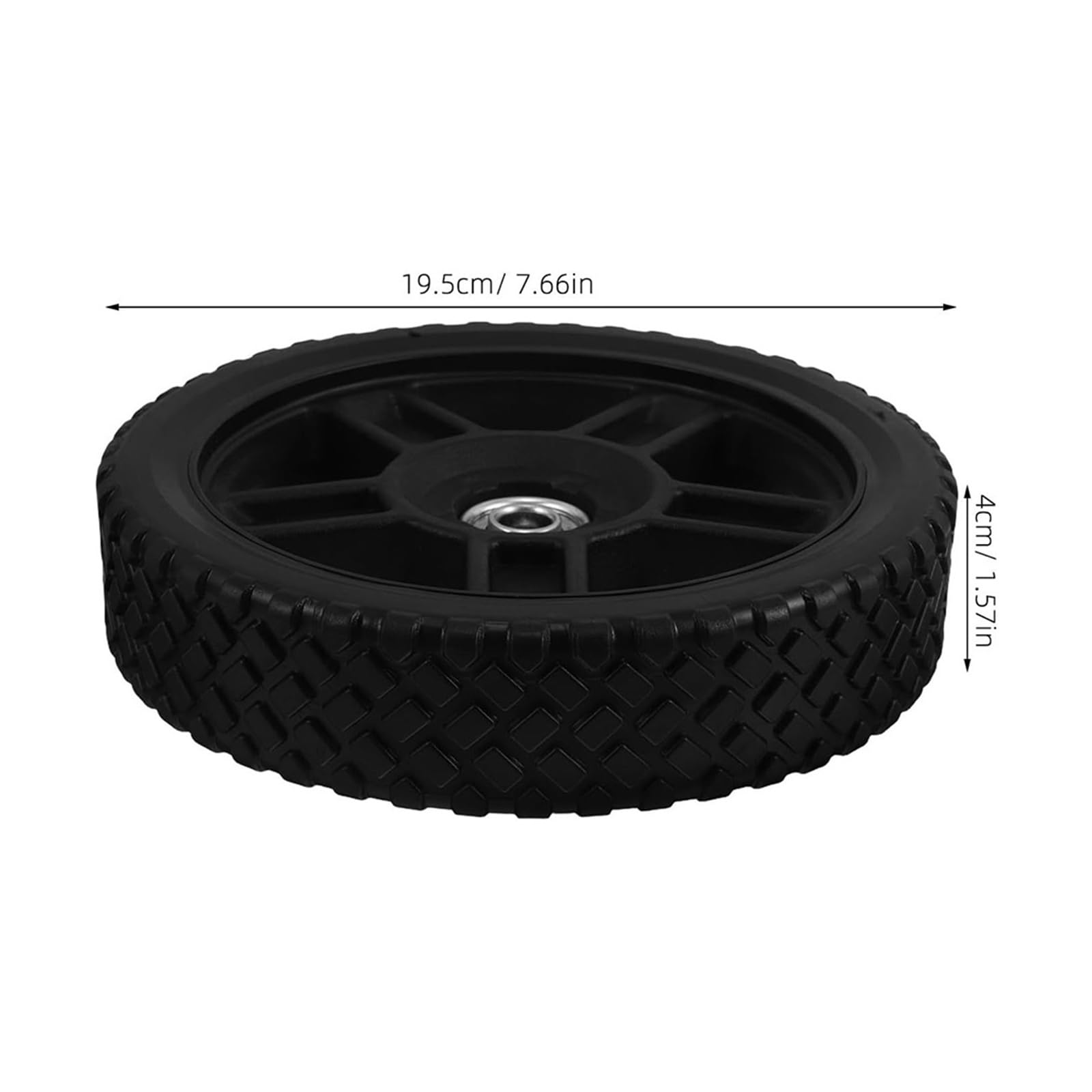 Genérico Kit de Ruedas cortacesped 8 Pulgadas 1/2Pcs, Empuje | Para cortacesped, generador, motocultor de jardin, carretilla de mano; plastico, negro(2pcs)