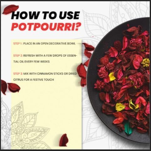 Flowers Potpourri Leaves WithFragrance only for Home Decor,Scented Natural Botanicals for Home Fragrance, Room Freshener, Bowl Filler, Home Décor (Rose) 1kg 1