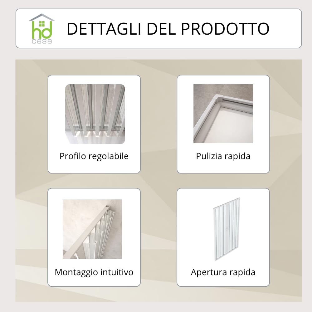 HD CASA Box Doccia a Soffietto in PVC Modello Giada, Apertura Centrale Estendibile, Cabina Doccia Angolare Salvaspazio Made in Italy 120 cm