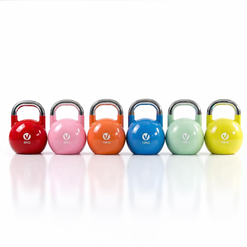 Set Kettlebells de Competición 6-16 kg | Pesas Rusas de Acero Profesional | Tamaño Uniforme Cross Training