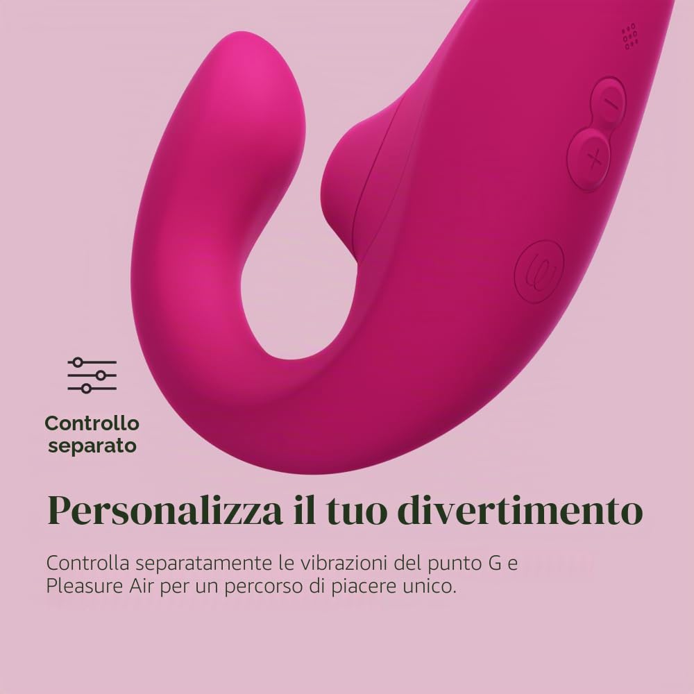 Womanizer Blend Vibratore Rabbit Stimolatore Doppio, Stimolazione Clitoridea Pleasure Air, Vibrazione per il Punto G e Risucchio del Clitoride, Sex Toy per Donne, Impermeabile e Ricaricabile - Magenta