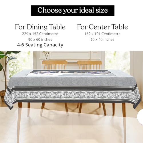 Image of Cloth Fusion Velvet Floral Dining Table Cover Cloth 6 Seater with Stunning Gold Foil Design for Home Decor (60x90 Inch, Black)
