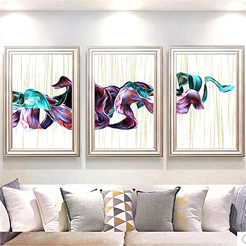 Impression toile abstraite bleu or triptyque mural 50x75cm - 2