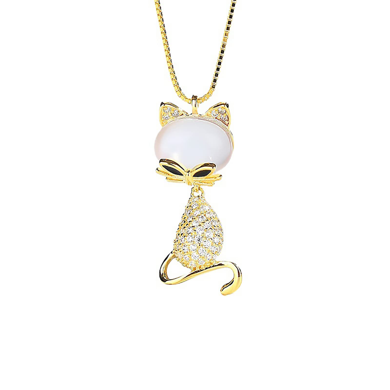 Pendentif chat en jade de Hetian véritable et sa chaîne de clavicule haut de gamme pour femme