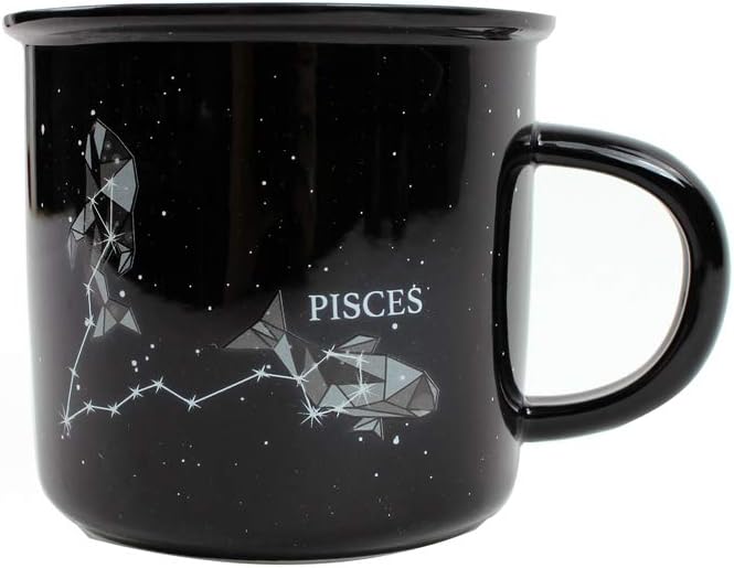 Creature Cups PISCES Ceramic Mugs - 13.5 oz Coffee & Tea Mug, Astrology Horoscope with Personality Traits Revealed Inside, February & March Birthday Constellation and Zodiac Sign Drinkware
