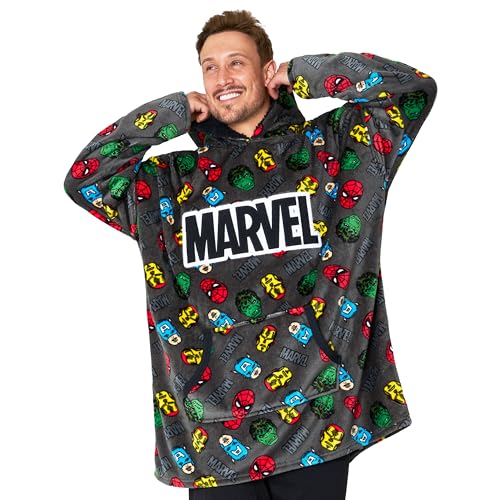 Marvel Sudadera Oversize Hombre - Sudaderas Polares Hombre (Gris