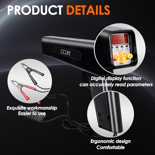 CCLIFE Zündlichtpistole Stroboskoplampe Digitalanzeige Zündpistole Blitzpistole Zündung Zündzeitpunktpistole 10-16V, 10 W