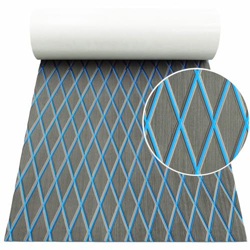 Hzkaicun Eva Schaum Bootsteppich Selbstklebend Yacht Boden rutschfest Matte Boot Deck rutschfest Teppich für Motorboot RV Yacht Kajak Schwimmbad Teakholz 190x70cm (Dunkelgrau+Blau)