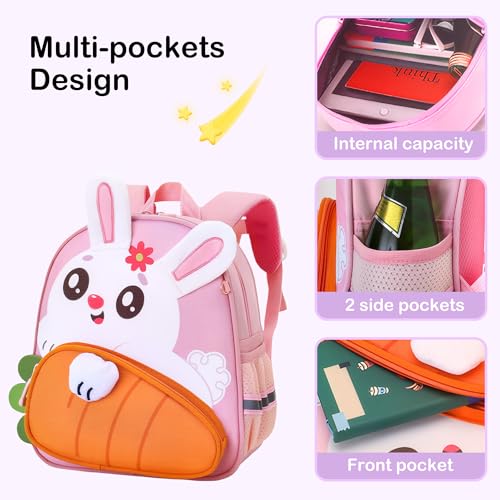 Toddler Backpack Kids Shoolbag for Girls with Leash Cute 3D Cartoon Preschool Kindergarten Bags (Pink)4
