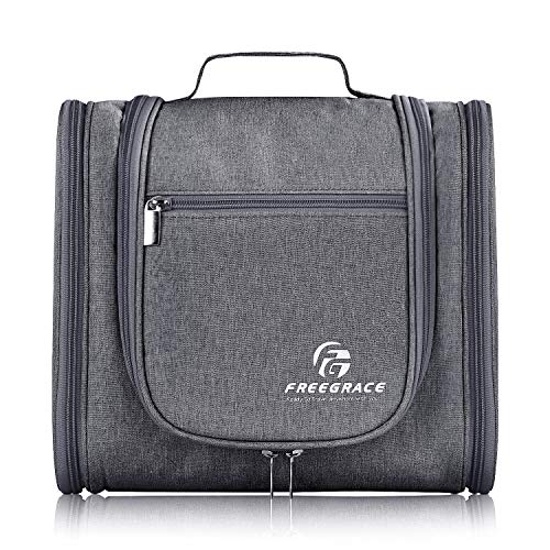Hanging Toiletry Bag Extra Large Capacity | Premium Travel Organizer Bags For Men And Women | Durable Waterproof Nylon Bathroom, Shower, Makeup Bag For Toiletries, Cosmetics, Brushes (Dark Grey)