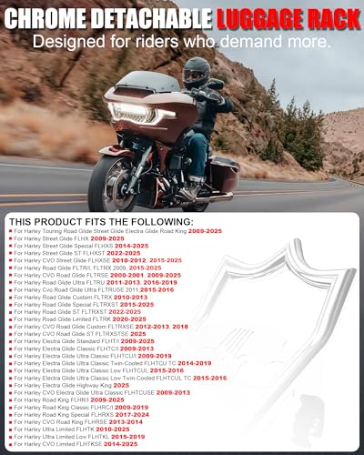 Image of Chrome Detachable Luggage Rack for Harley Touring, Street Glide, Road Glide, Electra Glide, Road King, Ultra Limited 2009-2025-A