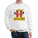 CafePress Emoji Einhorn Krone Klassisches Rundhals Sweatshirt Gr. S, weiß