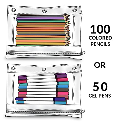 Qianshan 3 Packs Pencil Case - Each Holds 100 Colored Pencils Or 50 Gel Pens With Zipper Closure - Binder Pencil Pouch For Watercolor Pens Or Markers - Perfect For Artist Taro Purple #TOP1