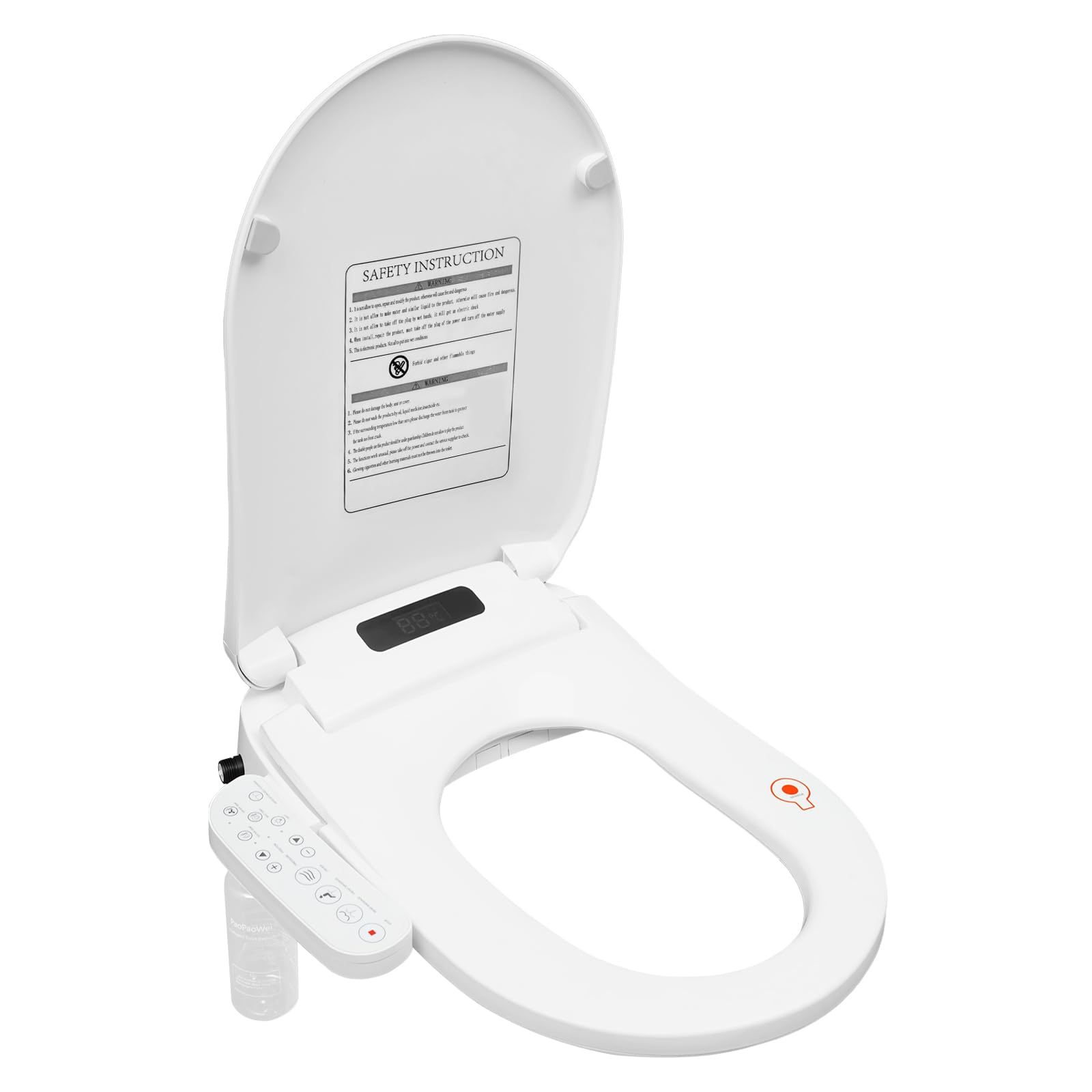 Chelngveo White Bidet Toilet Seat, Electronic Smart Bidet Toilet Seat With Dryer Ipx4, Temperature Controlled Wash, Multiple Wash Methods, Remote Control, Eco Mode (E2300udp)
