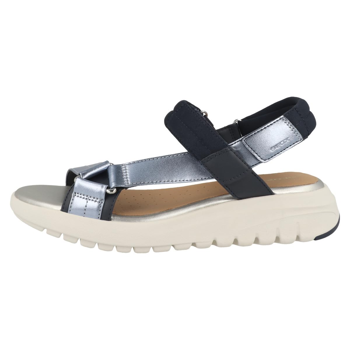 Geox Women's D FLEXTRIDE S D Wedge Sandal, Navy/AVIO, 38 EU