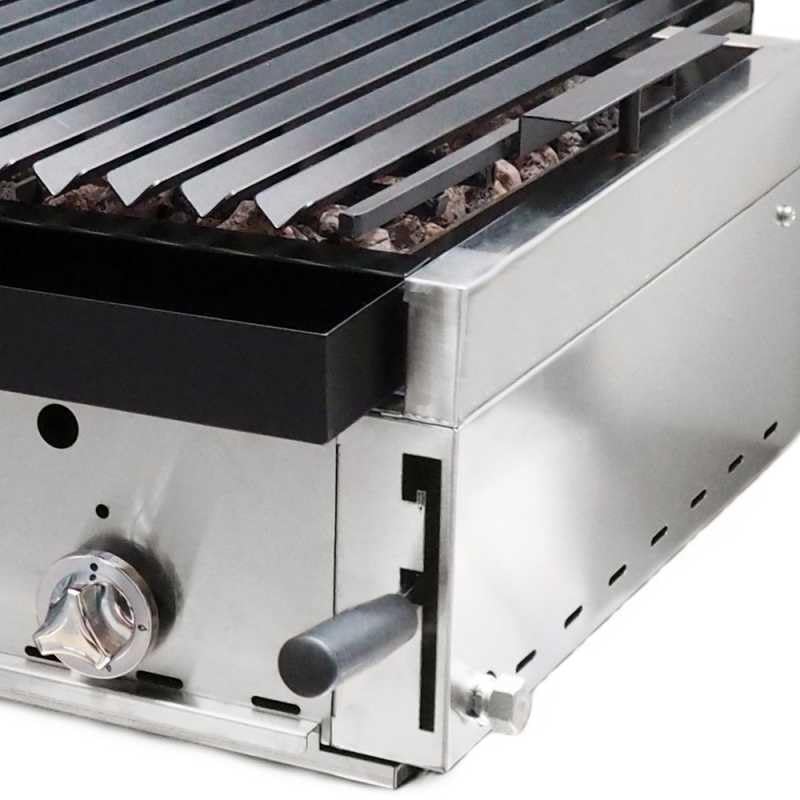 MBH - Barbacoa ECO 35 a Gas Profesional con Parrilla Elevable y Lava Volcánica para Hostelería. Barbacoa Industrial INOX para Bar y Restaurante (370x600x260 mm)