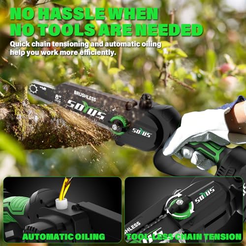 Image of SOYUS 2-IN-1 Cordless Pole Saw & 8-Inch Mini Chainsaw with 2x 3.0Ah Battery