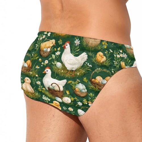 Chicken and Eggs Easter Men's Swim Briefs Low Waist Bikini Swimsuit Underwear Beach Swimwear3