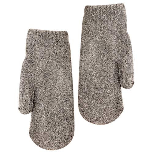 JOKOTI Winter Warm Lined Women Solid Knitted Fleece Lining Short Full Finger Gloves Outdoor Cycling Thermal Mittens Accessories