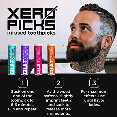 Image of Xero Picks Infused Flavored Toothpicks to Help Quit Smoking - Nicotine Free - 60 Picks (3 Packs) (Cool Mint) Non-GMO Kosher Vegan