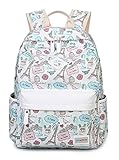 HAPPYTIMEBELT Double Zipper Eiffel Tower Printing School Backpack Student Book Bag(Blue)