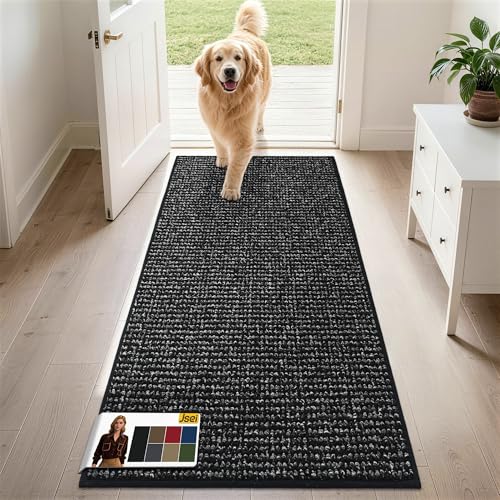 JSEI Dirt Trapper Door Mat 24"x60" Non-Slip Washable Entrance Mat, Dog Doormats, Absorbent & Fade-Resistant Floor Mats, Low Profile Welcome Mats for Entryway, Front Door, and Inside Entrance