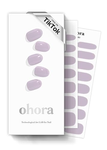ohora - Tiras de uñas de gel semicuradas (N Cream Lavender), funcionan con cualquier lámpara para uñas, larga duración, con 2 almohadillas de