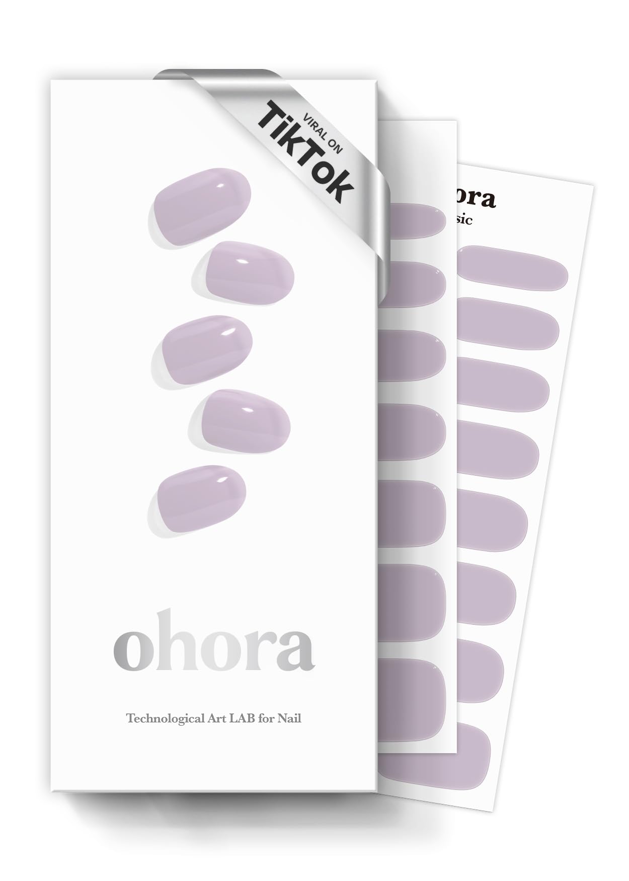 ohora Semi Cured Gel Nail Strips (N Cream Lavender) - Purple, Solid, Works with Any UV/LED Lamps, Salon-Quality, Long Lasting, Easy to Apply & Remove - Includes 2 Prep Pads, Nail File & Wooden Stick