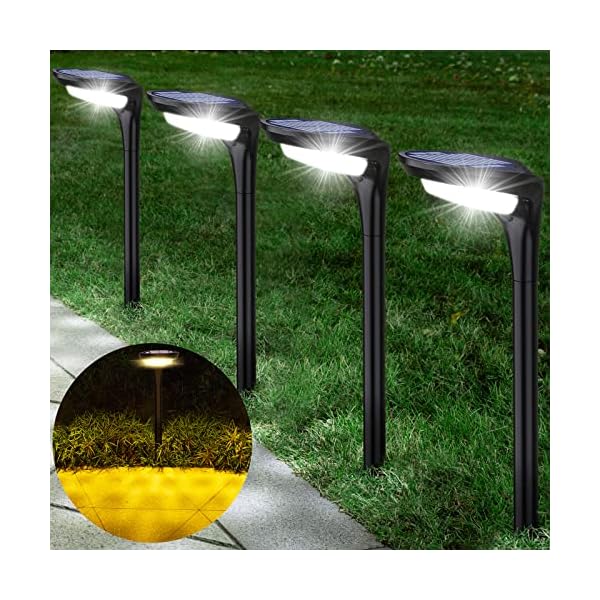 JSOT Solar-Wegleuchten für den Außenbereich, 4 Stück, wasserdicht, dekorative Lampen, 12 LEDs, helle…