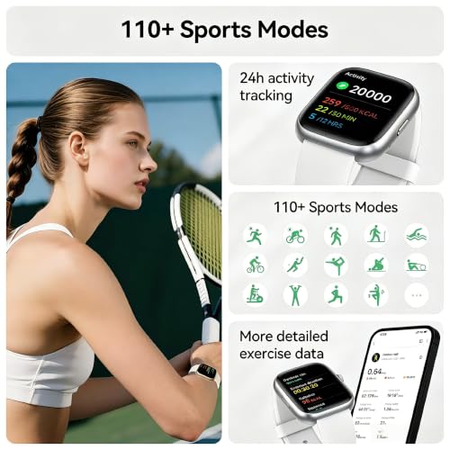 Image of Smart Watch with Alexa Built-in, 1.83 inch HD Touchscreen Fitness Tracker with Bluetooth Call, Fitness Watch with Heart Rate /Sleep Monitor /120+ Sports, IP68 Waterproof Smartwatch for Android iOS, Ivory