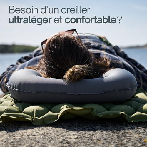 Oreiller Gonflable Ultraléger pour Le Camping – Housse Extra Douce et Vanne Réglable – Oreiller de Voyage Confortable et Compact – Coussin Gonflable en Randonnée, Backpacking & Bikepacking – Image 3
