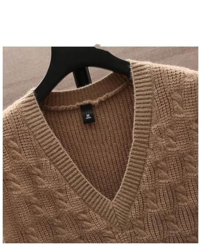 Men Middle Age Thicken V-Neck Sweater Vest Sleeveless Waistcoat Warm Knitted Loose Pullover Tops2