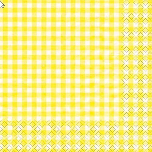 Lot de 20 serviettes à carreaux jaunes/carreaux intemporels 33 x 33 cm