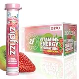 Zipfizz Daily Energy Drink Powder, Strawberry Kiwi, 20 Pack | 3-in-1 Sustained Energy, Rapid Hydration, and Essential Vitamins | Sugar-Free | Electrolyte Powder | Contains Vitamin B-12 & Antioxidants
