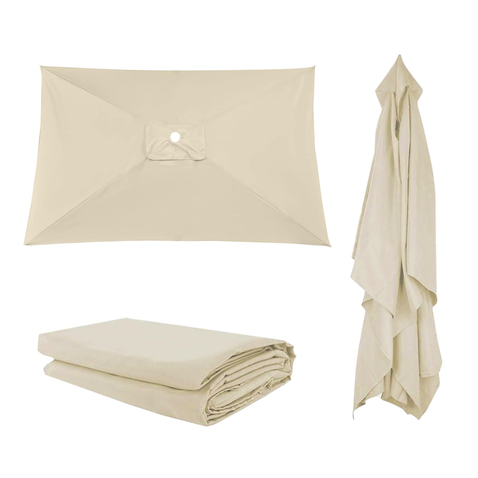 3x2m 3x3m 2x2m Rettangolo Piazza Telo Di Ricambio Per Ombrellone Da Esterno, Durevole Copertura Per Terrazza Giardino Piscina, Facile Da Installare Impermeabile Baldacchino Di Rechange(Beige,2X3m)