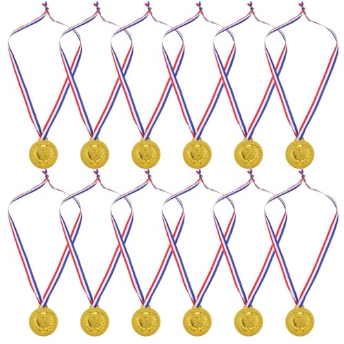 HOMOCONO Médailles Sportives en Métal, Lot de 50 Médailles Dorées Ruban de Victoire, pour Garçons et Filles, Adaptées aux Tournois Scolaires et Fêtes...