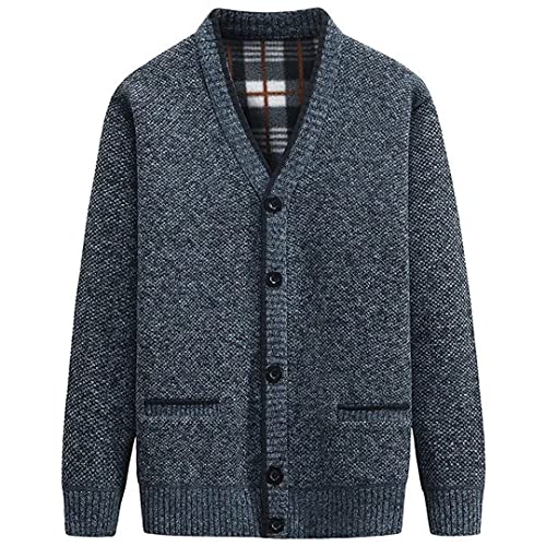 yuyungongsi Cardigan Hombre Chaqueta Sudaderas - Cárdigan Chaqueta Punto Hombre Invierno Sudadera Sin Capucha Hombre Botones Sweater Suéter Jersey Hombre Invierno Cárdigan Sudaderas Hombres Azul M