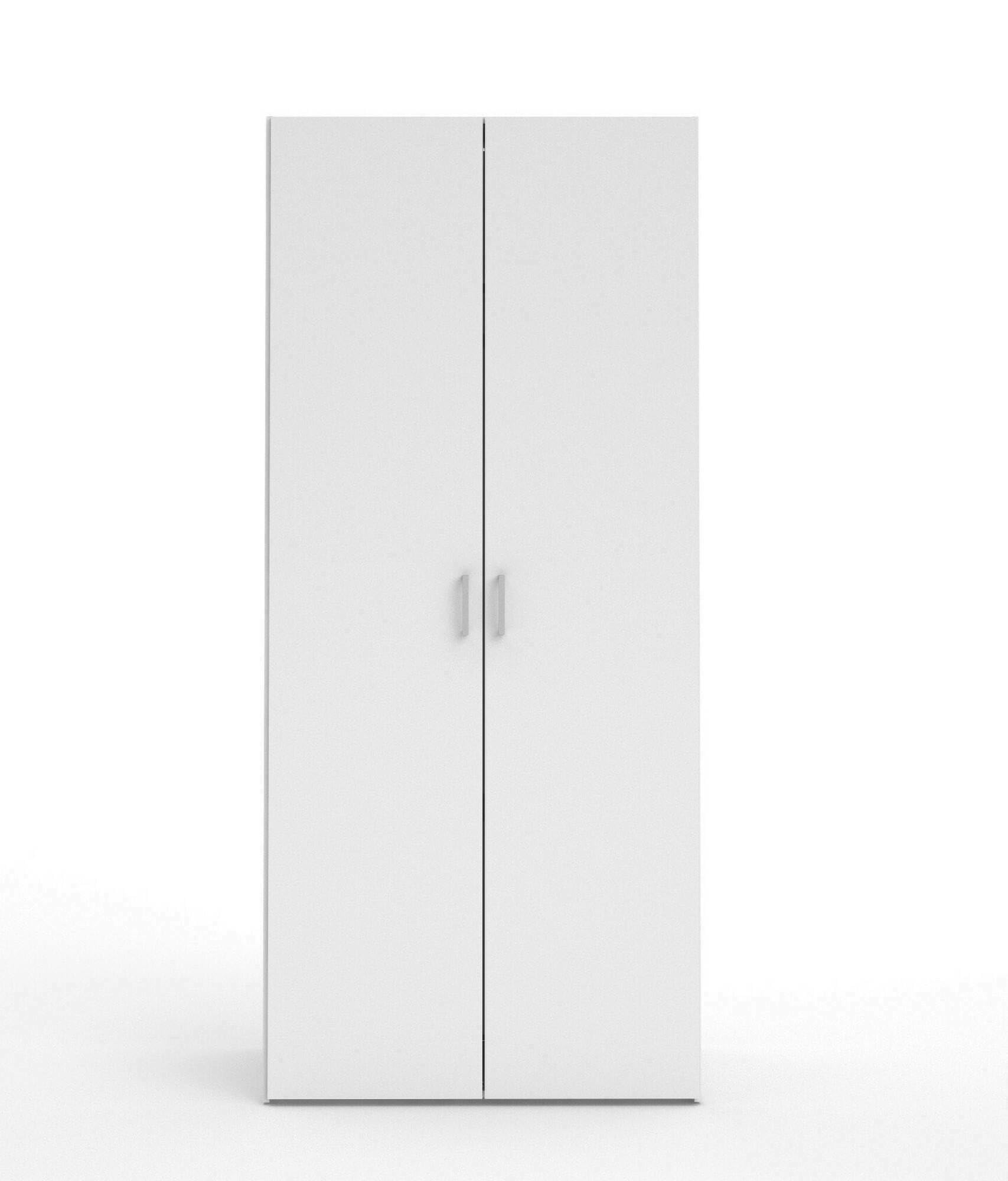 Dmora - Guardaroba 2 ante Paulette, Mobile camera da letto, Cabina armadio portabiti, Armadio appendiabiti, 77x49 h175 cm, Bianco