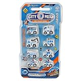 BEMIRO Mini Spielzeugautos Set, 8 Fahrzeuge, 5 cm, Polizei/Rettung/Baufirma wählbar, für Kinder ab 3 Jahre (Blau)