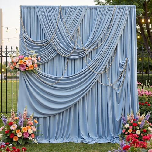 Telón de fondo azul dusty 10 ft x 12 ft con 2 paneles miniatura 1