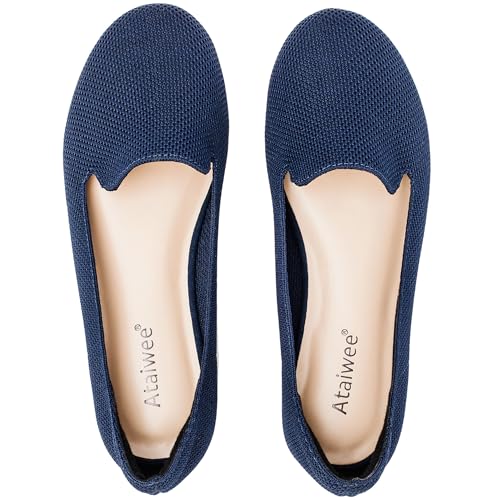 Image of Ataiwee Women's Wide Width Flat Shoes - Casual Round Toe Breathable Plus Size Comfortable Non-Slip Loafers.