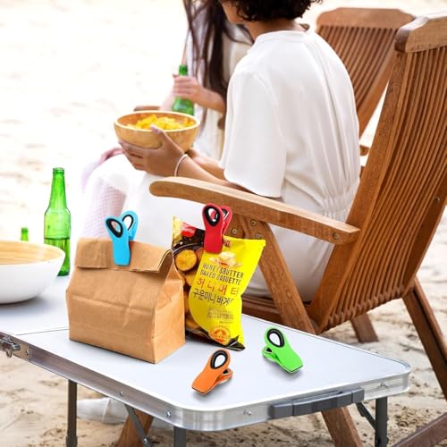 Image of Magnetic Chip Bag Clips Set, Food Sealing Clips with Built-in Magnet, Reusable Plastic Snack Bag Sealers for Kitchen Storage, Freezer Bags, Chips, Coffee & Food Freshness (Multi-Color)